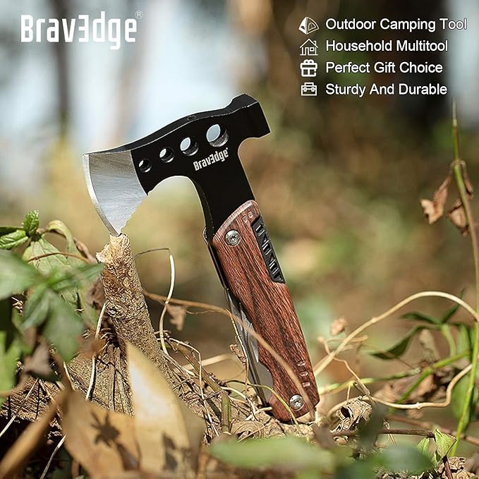 Multitool Axe Hatchet, Halloween Personalized Pocket Gift for Men, Tool Unique Survival Gear with Knife, Opener, Screwdriver Kit, Cool Gadgets Unique Multi-Tool for Camping, for Boyfriend, DAD