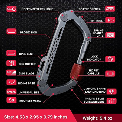 GPCA Carabiner Keychain Clip, Key Organizer, Key Ring, car Key Holder, Multi Tool EDC Gear with Bottle Opener