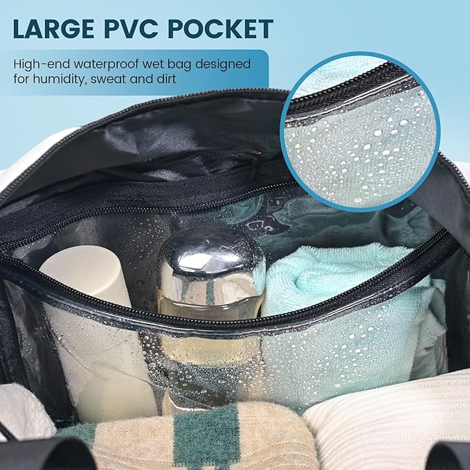 Lightweight Gym Bag for Women Man,Water Resistant Duffle Bag for Travel with Wet Pocket,Wear-resistant Weekender Overnight Duffel Bag,Travel Bag Easy to Clean Tote bag for women(White)