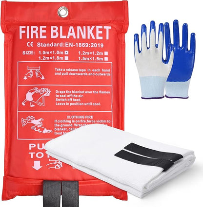 Fireproof Glass Fiber Emergency Blanket, 1 Pack Portable Fire Blanket for Home Kitchen, Grill, Office, Camping