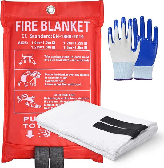 Fireproof Glass Fiber Emergency Blanket, 1 Pack Portable Fire Blanket for Home Kitchen, Grill, Office, Camping