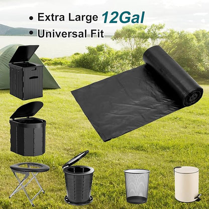 80 Portable Toilet Bags, Camp Toilet Liner for Porta Potty, Bucket Toilet, 1.2 Mil Disposable Trash Bag for Camping, Boating, Traveling, Outdoor Activities