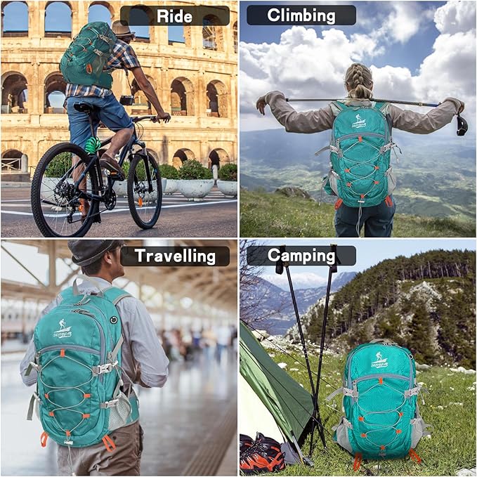 Hiking Backpack Packable 40L Foldable Camping - Lightweight Travel Daypacks Water-resistant Backpacks Outdoor Sports for Men Women (Lake blue)
