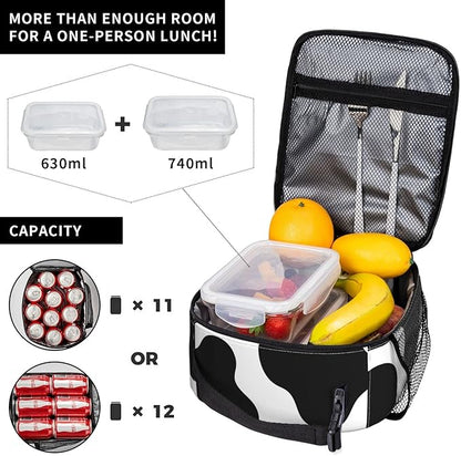 Cow Print Lunch Box Reusable Insulated Totes Lunch Bag Thermal Cooler for Boy Girls School Men Women Beach Picnic Travel