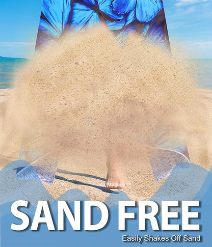 Microfiber Beach Towel – Blue Butterfly Quick Dry Lightweight Sand Free Oversized Large Towel Accessories Travel Must Have Swim Pool Yoga Camping Gear Summer Cruise Ship Essentials Cloud Compact Gift