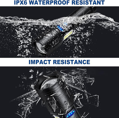 Rechargeable LED Flashlights High Lumens 2 Pack, 900000 Lumen Super Bright Flashlight with USB Cable, 7 Modes Powerful Flashlight Waterproof Flash Light for Home Emergencies Camping