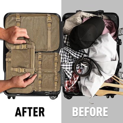 4 Set Tactical Packing Cubes ，Compressible Mesh Duffle Storage Bag,Portable Edc Molle Pouch Organizer.