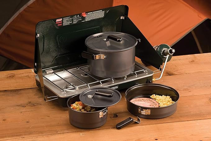 Coleman 6-Piece Steel Family Camping Cookware Set, Includes Frying Pan, Sauce Pan, & Stock Pot, Great for Camping, Tailgating, RVs, & Outdoor Cooking