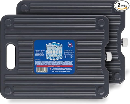 Cooler Shock Ice Packs - Reusable, Premium, Large Pack and Lunch Set for Long Term Use - Cools Faster Than Ice - Cooler Accessories