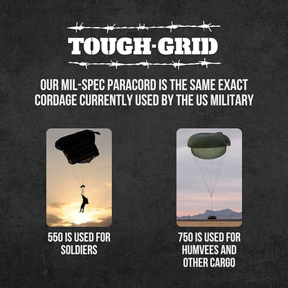 TOUGH-GRID Premium Royal Blue Paracord 550 lbs Made in USA Outdoor Survival Nylon Rope Tactical Heavy Duty Strands Parachute Cord Used by US Military Type III Mil-Spec