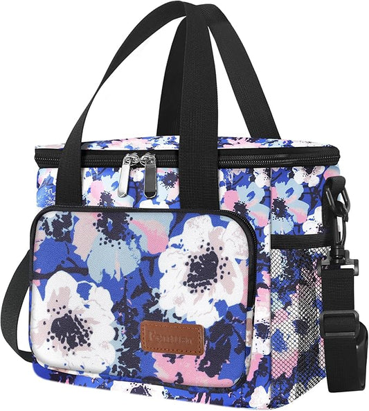 Femuar Lunch Bags for Women/Men, Insulated Lunch Bag for Work Office - Lunch Cooler Bag Leakproof Lunch Box with Adjustable Shoulder Strap - Ink foral