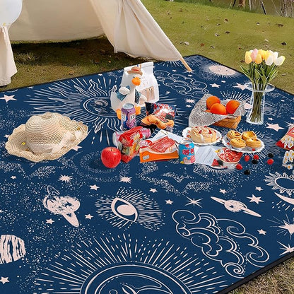 Goth Sun and Moon Picnic Blanket Waterproof Foldable Extra Large Picnic Mat Beach Blanket 80"x80" for Camping Beach Hiking Patio Party Decor Gifts