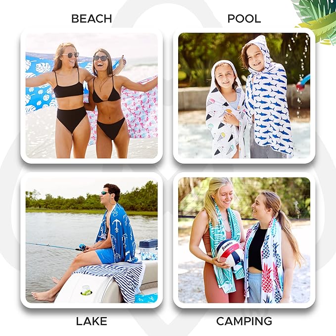 Luv Bug UPF Pool/Beach Towel, Sunscreen Towel, UV Protection, UPF 50+, Sand Free Absorbent & Quick Dry Swimming Towel for Beaches, Camping, & Travel (28.5" x 58.5", Very Peri)