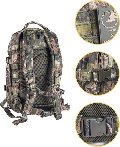 Mil-Tec Unisex Assault Pack - Rugged Durable Lightweight Ergonomic Versatile Tactical Outdoor Camping Hiking Backpack with Adjustable Padded Shoulder Straps & MOLLE Loops, Phantomleaf WASP I Z3A, 20L