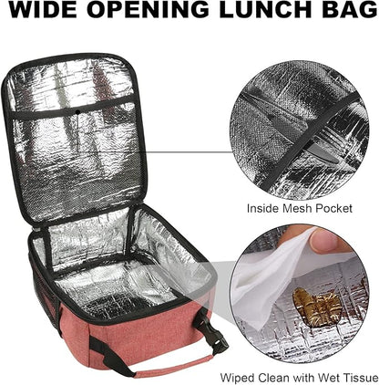 Femuar Lunch Box for Men Women Adults, Small Lunchbox for Work Picnic - Reusable Lunch bag Portable Lunch tote, Pink