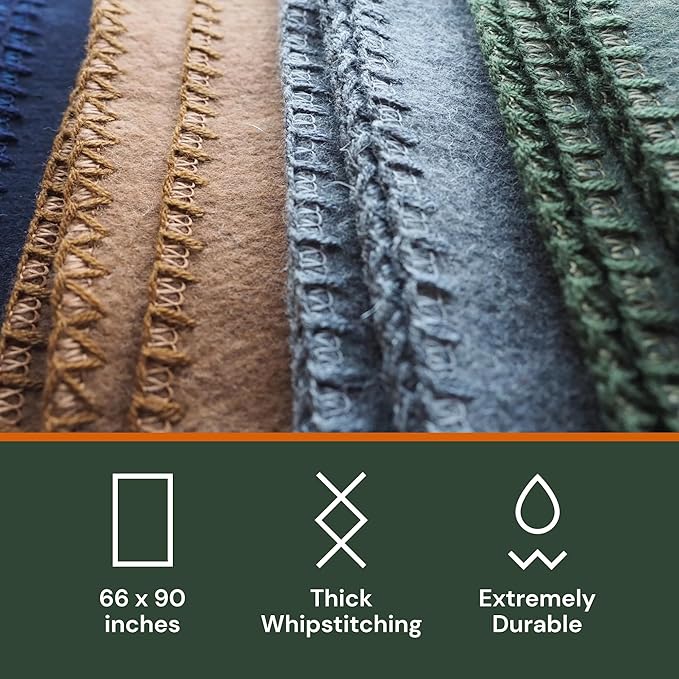 Woolly Mammoth Merino Wool Blanket - Large 66" x 90", 4LBS Camp Blanket | Throw for the Cabin, Cold Weather, Emergency, Dog Camping Gear, Hiking, Survival, Army, Outside, Outdoors – Tan
