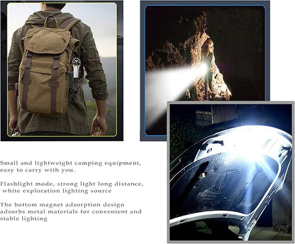Outdoor Portable Camping Lights，LED Rechargeable Flashlights Magnetic, USB Pocket Flashlight with 3 Modes, Waterproof,Small Tactical Flashlights for Camping Travel Emergency