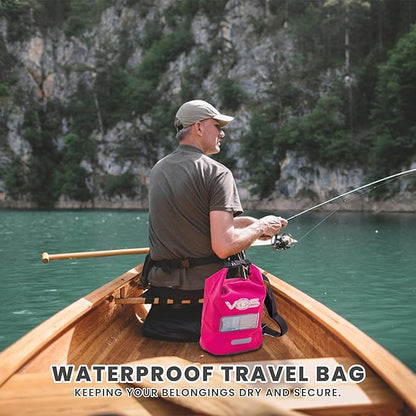 VOS Waterproof Premium Dry Bag - 5L | All-purpose Bag Lightweight Dry Storage Bag Backpack for Travel, Swimming, Boating, Kayaking, Camping, Beach (Pink)