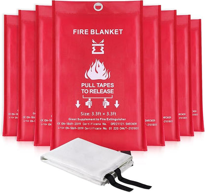Fire Blankets for Home and Kitchen Emergency Safety – 4 pack 3ft x 3ft Fiberglass Fire Suppression Blanket Suspend Flames Retardant for Cooking Stove Grill Car Garage Office RV Warehouse (8 Pcs)