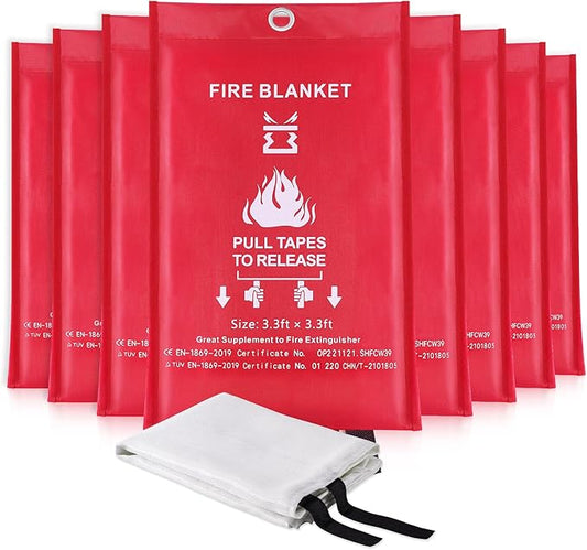 Fire Blankets for Home and Kitchen Emergency Safety – 4 pack 3ft x 3ft Fiberglass Fire Suppression Blanket Suspend Flames Retardant for Cooking Stove Grill Car Garage Office RV Warehouse (8 Pcs)