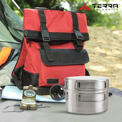 Camping Cookware Set - Stainless Steel, Lightweight, and Durable - Perfect for Camping, Hiking, Fishing, Hunting, and Backpacking - Includes Pot and Skillet Lid