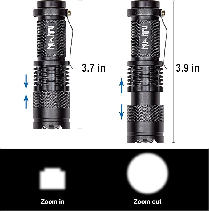 5 Pack SK-68 3 Modes Handheld Mini Cree Q5 LED Flashlight Torch Tactical Lamp 7w 300lm Adjustable Focus Zoomable Light