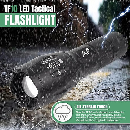 A&P Tactical Flashlight - High Lumens Flash Light, Flashlights for Emergencies, camping lights & lanterns, 5 Modes, Waterproof, Super Bright, Focus, Shock Resistant, Portable, Hiking, Outdoor Activity