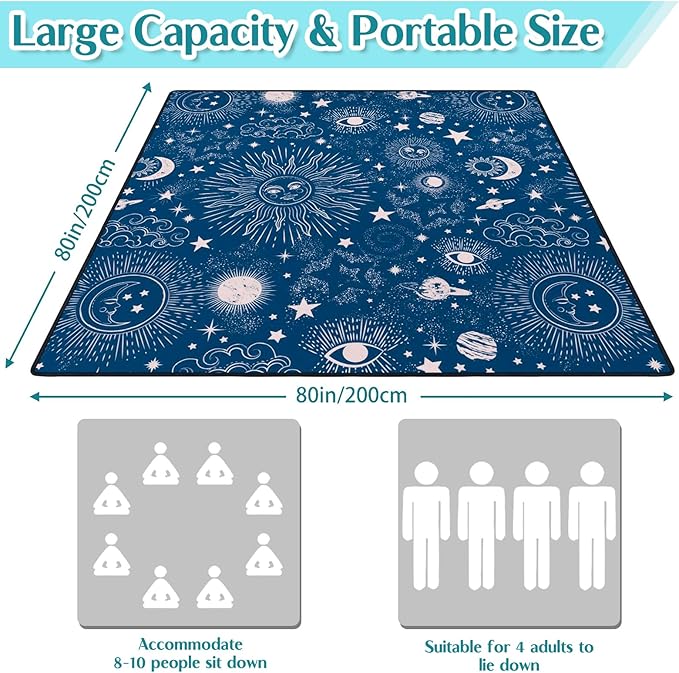 Goth Sun and Moon Picnic Blanket Waterproof Foldable Extra Large Picnic Mat Beach Blanket 80"x80" for Camping Beach Hiking Patio Party Decor Gifts