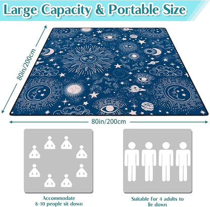 Goth Sun and Moon Picnic Blanket Waterproof Foldable Extra Large Picnic Mat Beach Blanket 80"x80" for Camping Beach Hiking Patio Party Decor Gifts