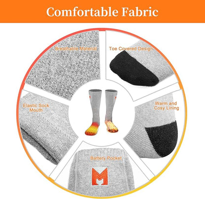 Heated Socks for Men and Women, Battery Operated Socks Washable Electric Heated Socks for Hiking Camping Skiing Fishing Hunting Mountaineering
