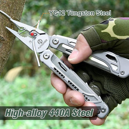 FLYHOMES Multitool, 20-in-1 Multitools Pliers with Large Scissors, Fire Starter, Screwdriver, Gift for Men, Professional for Camping Survival Tools, Hunting, Hiking (Silver)