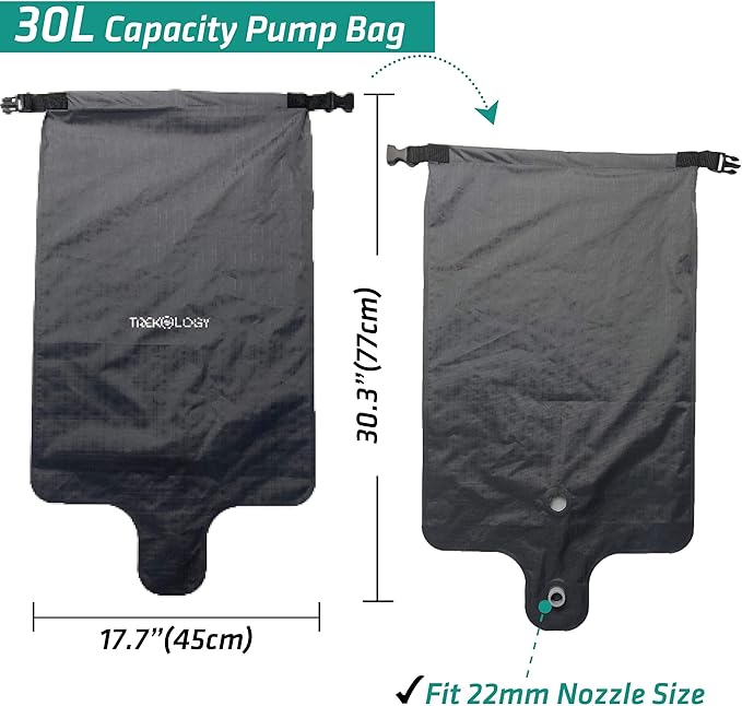 TREKOLOGY 30L Pump Sack Roll Top Compression Pump Bag for UL80v2 Sleeping Mats, Pump Sack for Camping Mats, Sleeping Pad, Sleeping Mattress, Inflatable Sleeping Mats