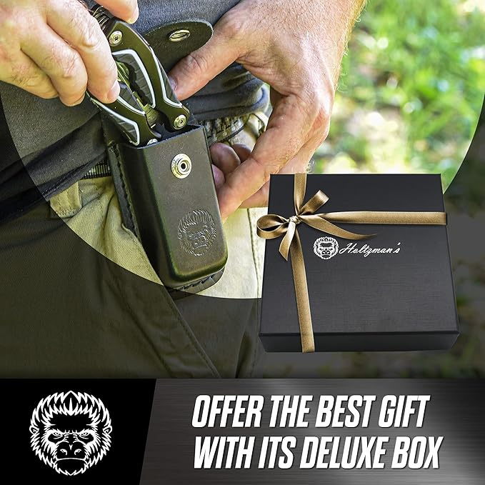 3 Piece Pocket Multitool Gift Set for Him-Stainless Steel Survival Multi Tool for Men - Clip to Belt & Backpack - Utility Knife Multitool, Pliers & Pocket Knife - Hiking, Camping & Fishing