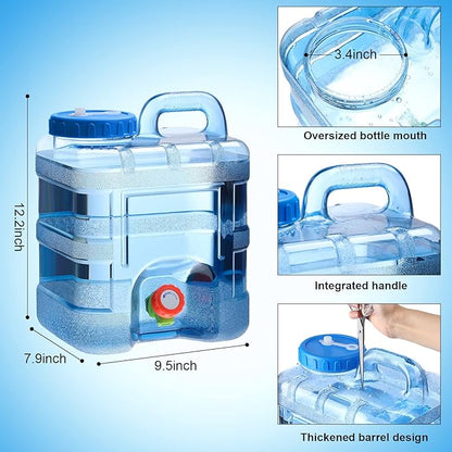 2 Pcs 2.6 Gallon Camping Water Container Portable Water Storage with Spigot Large Water Tank with Faucet Thick Water Dispenser Carrier for Vehicle Home Emergency Hiking Camping Outdoors
