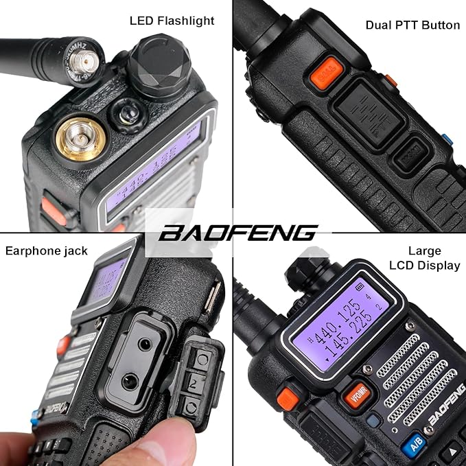 BAOFENG UV-5R Ham Radio 8W Dual Band 144-148＆420-450Mhz，3800mAh Rechargeable Handheld Two Way Radio with MIC (2Pack)