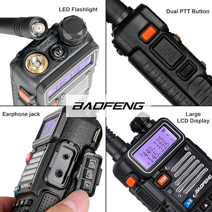 BAOFENG UV-5R Ham Radio 8W Dual Band 144-148＆420-450Mhz，3800mAh Rechargeable Handheld Two Way Radio with MIC (2Pack)
