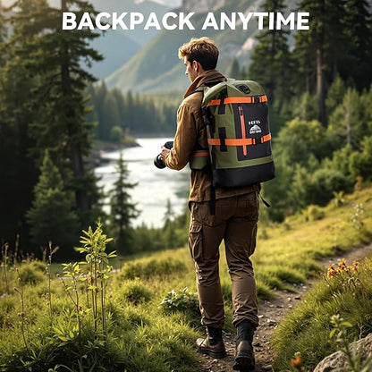 HEETA Waterproof Dry Bags Backpack 40L for Men & Women, Roll Top Heavy Duty Cushioned Hiking Backpack for Kayaking Boating Paddle Boarding Fishing Travel Camping Beach Vacation Cruise Ship Essentials