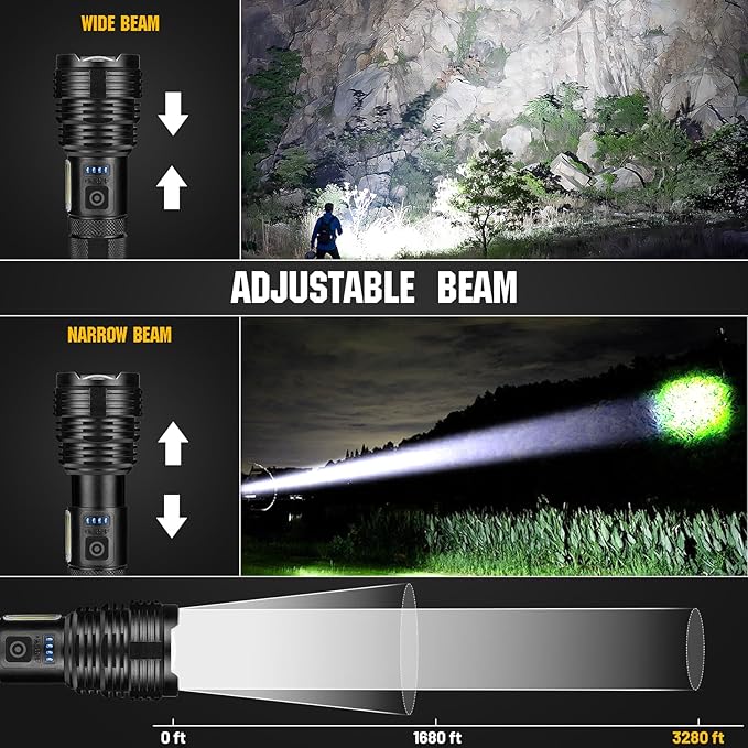 Rechargeable LED Flashlights High Lumens, 990000 Lumen Brightest Flashlight with 7 Modes & IPX7 Waterproof, High Power Handheld Flash Light for Home Camping Hiking