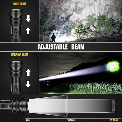 Rechargeable LED Flashlights High Lumens, 990000 Lumen Brightest Flashlight with 7 Modes & IPX7 Waterproof, High Power Handheld Flash Light for Home Camping Hiking