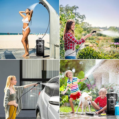 Portable Shower,5 Gallons/20L Camping Shower Bag with Electric Air Pump,Water Level Window,Solar Shower with Hot Water,Adjustable Nozzle,Camp Shower for Beach Hiking Outdoor Camping Trip