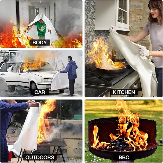 Fire Blanket for Home and Kitchen, 2 Pack Emergency Fire Blanket with Gloves, 40”x 40” Fire Extinguisher Blanket, Fire Suppression Blanket Fire Retardant Blanket for Camping Car Survival
