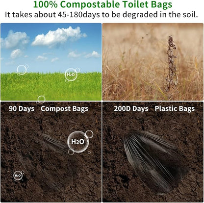 Portable Toilet Bags for Camping, Biodegradable Porta Potty Bags 8 Gallon Thickened Toilet Waste Bags for 5 Gallon Bucket Toilet