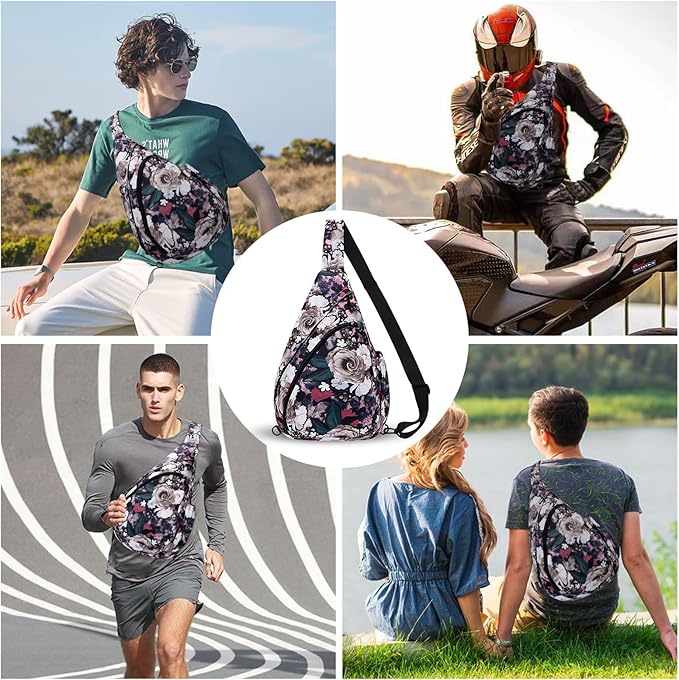 HUA ANGEL Crossbody Sling Bag for Men & Women Lightweight Waterproof Chest Shoulder Bag for Travel Hiking & Everyday Use