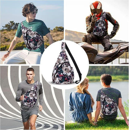 HUA ANGEL Crossbody Sling Bag for Men & Women Lightweight Waterproof Chest Shoulder Bag for Travel Hiking & Everyday Use