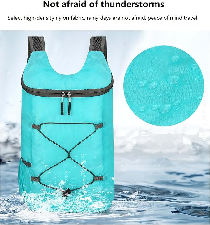 16L Hiking-Daypack Lightweight-Foldable Travel-Backpack Water-Resistant Camping Outdoor Packable Easy Carry-on Bag (Lake Blue)