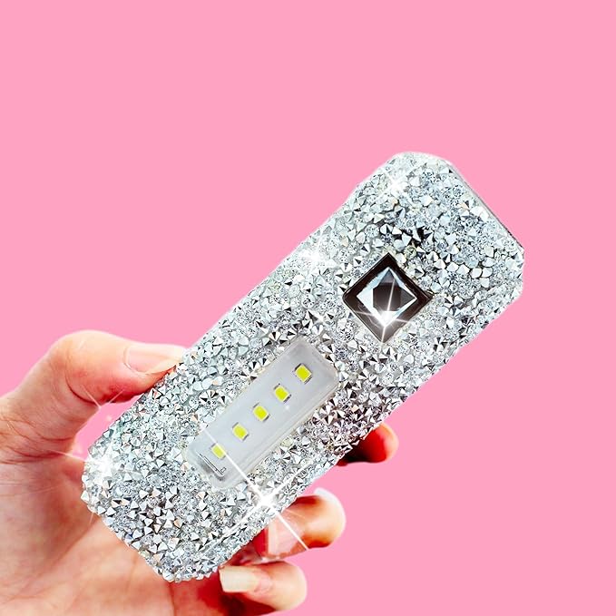 Bling Flashlight Rhinestone Sparkly Glitter Flash Light for Woman Diamond Decor Cute Pink Flashlight Camping Essentials