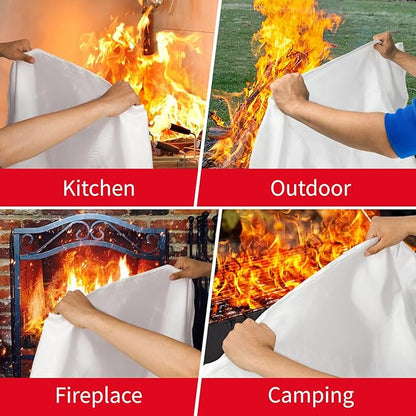 Fire Blanket 4 Pack, Fire Blankets Emergency for Home and Kitchen, 40" x 40" Flame Suppression Fiberglass Fire Blankets for Home Safety, Kitchen, and Camping