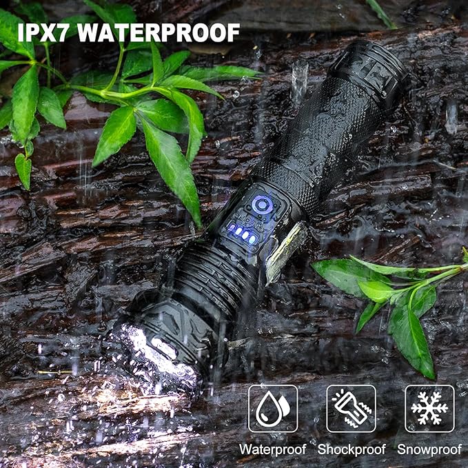Rechargeable Flashlights High Lumens, 990,000 Lumen Super Bright Powerful Flashlight with 7 Modes, Waterproof Led Flash Light for Home Camping Hiking
