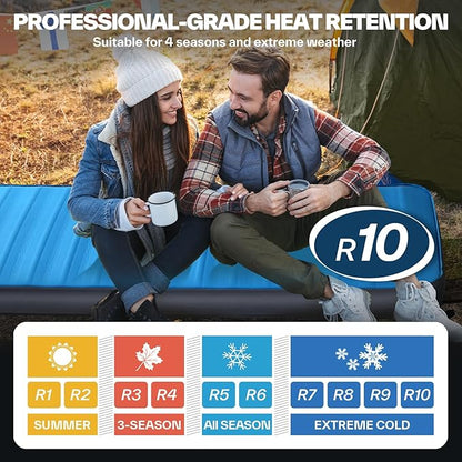Sportneer Self Inflating Sleeping Pad, 4" Ultra-Thick Elasticity Foam Camping Mat with 10 R Value, 4-Season Insulated Durable Camping Pad Air Mattress for Car Travel Tent Home, 78" x 30"