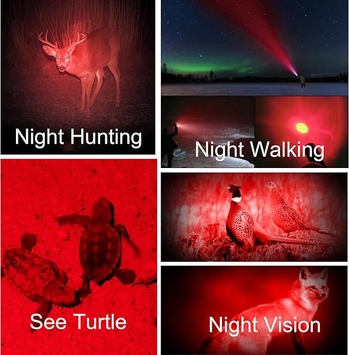 Red Light Flashlight, Zoomable Single Mode LED Flashlights for Hunting, Astronomy, Aviation, Night Observation